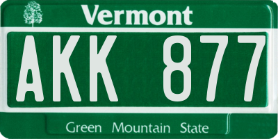 VT license plate AKK877
