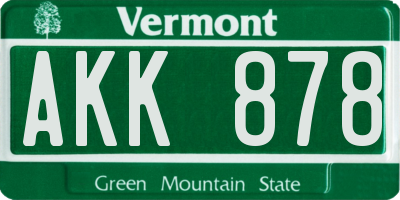 VT license plate AKK878