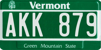 VT license plate AKK879