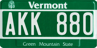VT license plate AKK880