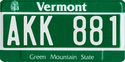 VT license plate AKK881