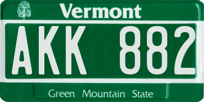 VT license plate AKK882