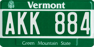 VT license plate AKK884