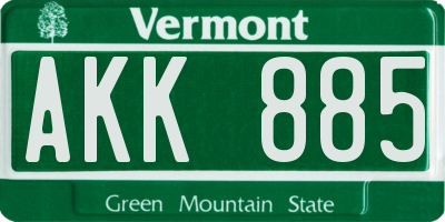 VT license plate AKK885