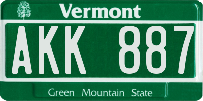 VT license plate AKK887