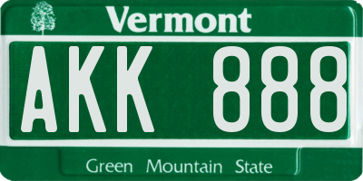 VT license plate AKK888