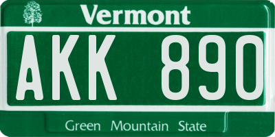 VT license plate AKK890