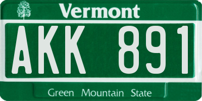VT license plate AKK891