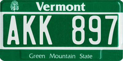 VT license plate AKK897