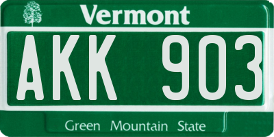 VT license plate AKK903