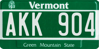VT license plate AKK904