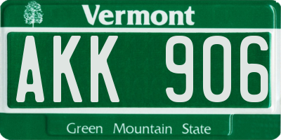 VT license plate AKK906