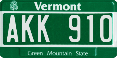 VT license plate AKK910