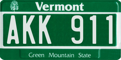 VT license plate AKK911
