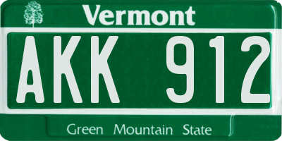 VT license plate AKK912