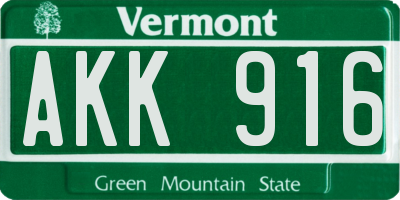 VT license plate AKK916