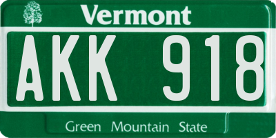 VT license plate AKK918