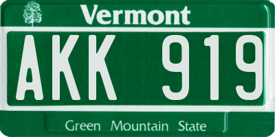 VT license plate AKK919