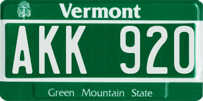 VT license plate AKK920
