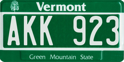 VT license plate AKK923