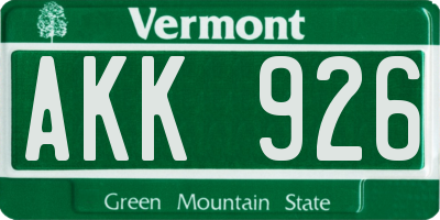 VT license plate AKK926