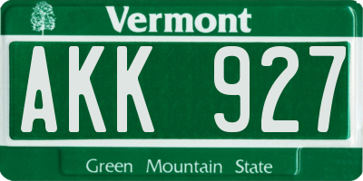 VT license plate AKK927