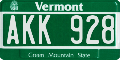 VT license plate AKK928