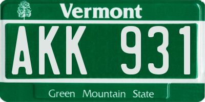 VT license plate AKK931