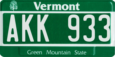 VT license plate AKK933