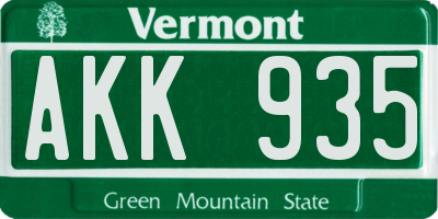 VT license plate AKK935