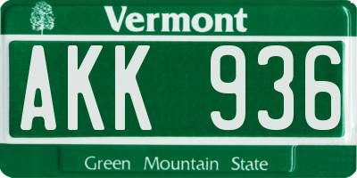 VT license plate AKK936