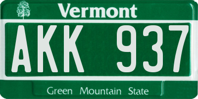 VT license plate AKK937