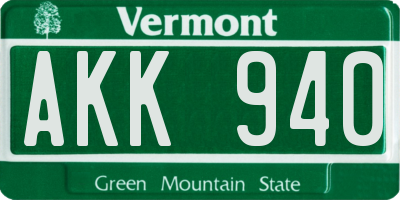 VT license plate AKK940