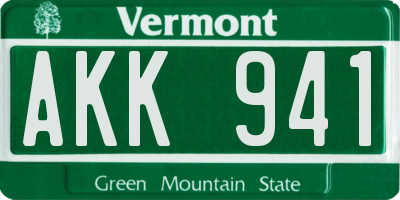 VT license plate AKK941