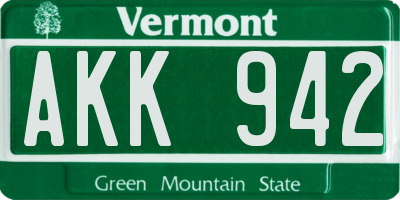 VT license plate AKK942