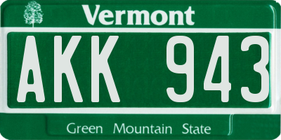 VT license plate AKK943