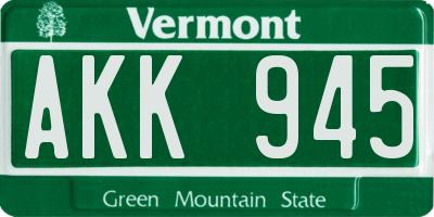 VT license plate AKK945