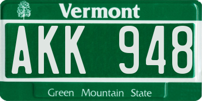 VT license plate AKK948