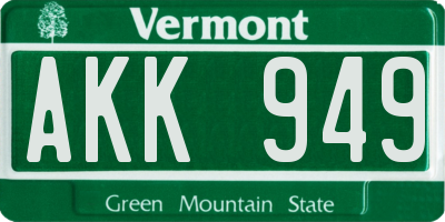 VT license plate AKK949