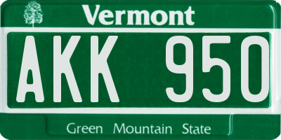 VT license plate AKK950