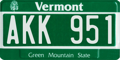 VT license plate AKK951