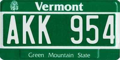 VT license plate AKK954