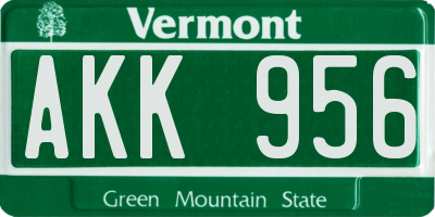VT license plate AKK956