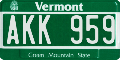 VT license plate AKK959