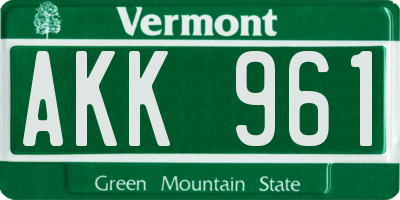 VT license plate AKK961
