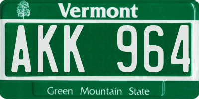 VT license plate AKK964