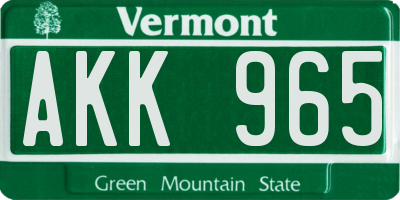 VT license plate AKK965