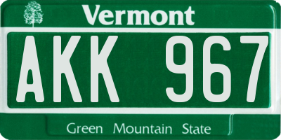 VT license plate AKK967