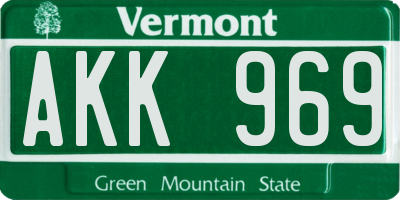 VT license plate AKK969