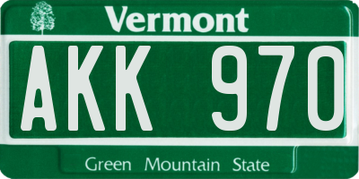 VT license plate AKK970